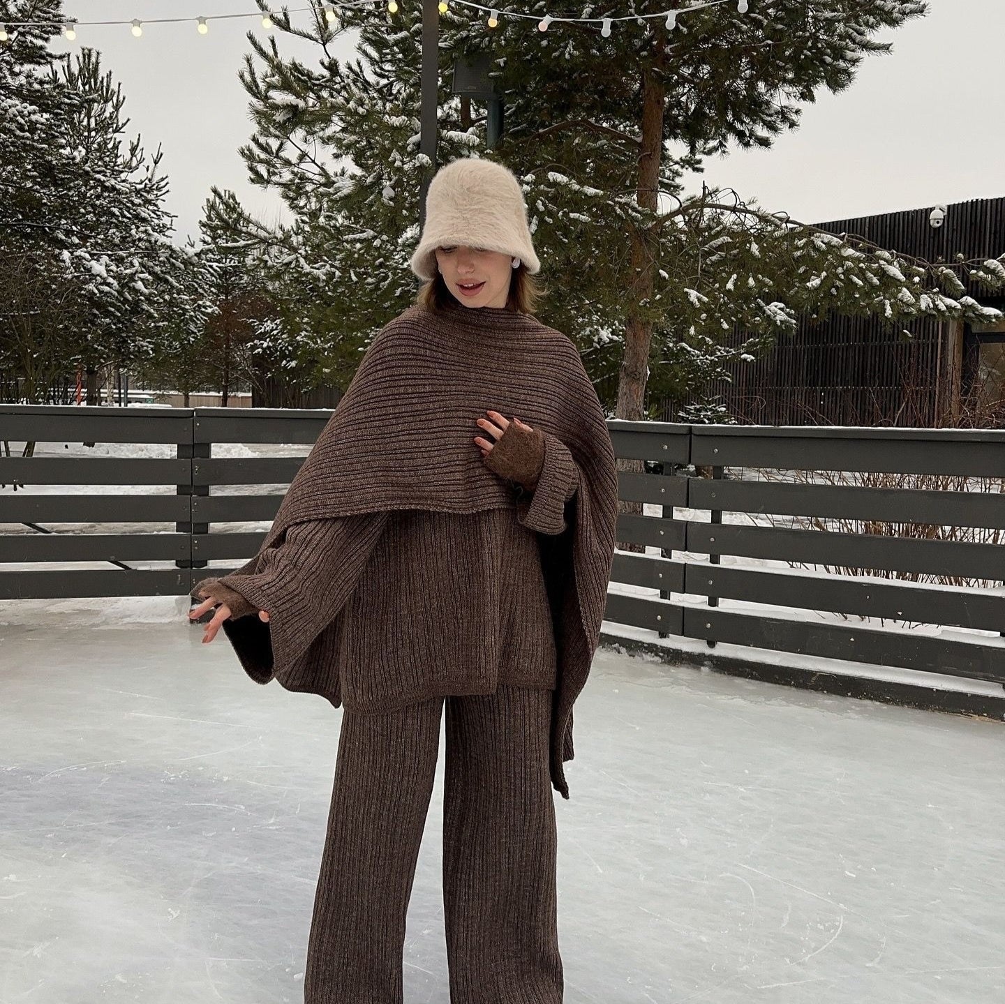 Crew Neck Pullover Sweater Three-piece Set