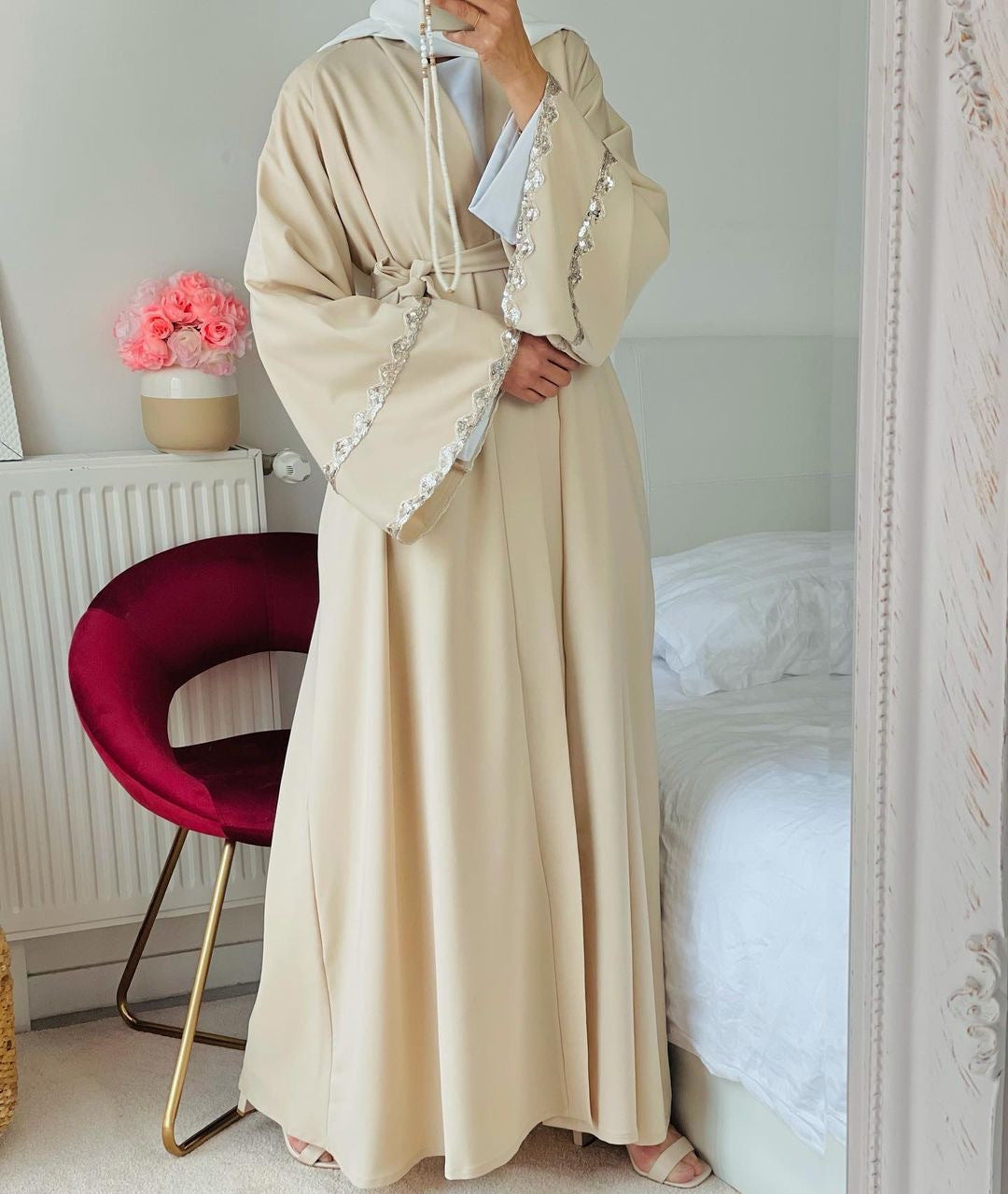 Spliced Lace Cardigan Abaya