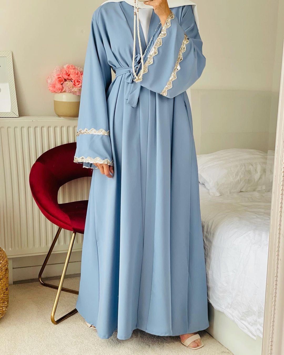Spliced Lace Cardigan Abaya