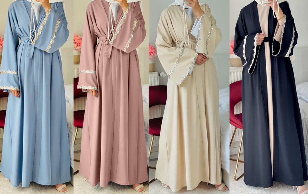 Spliced Lace Cardigan Abaya