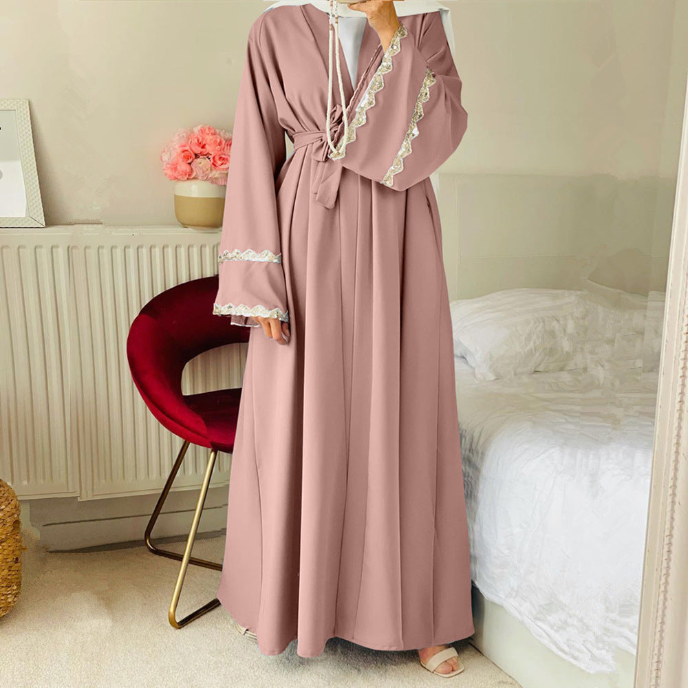 Spliced Lace Cardigan Abaya