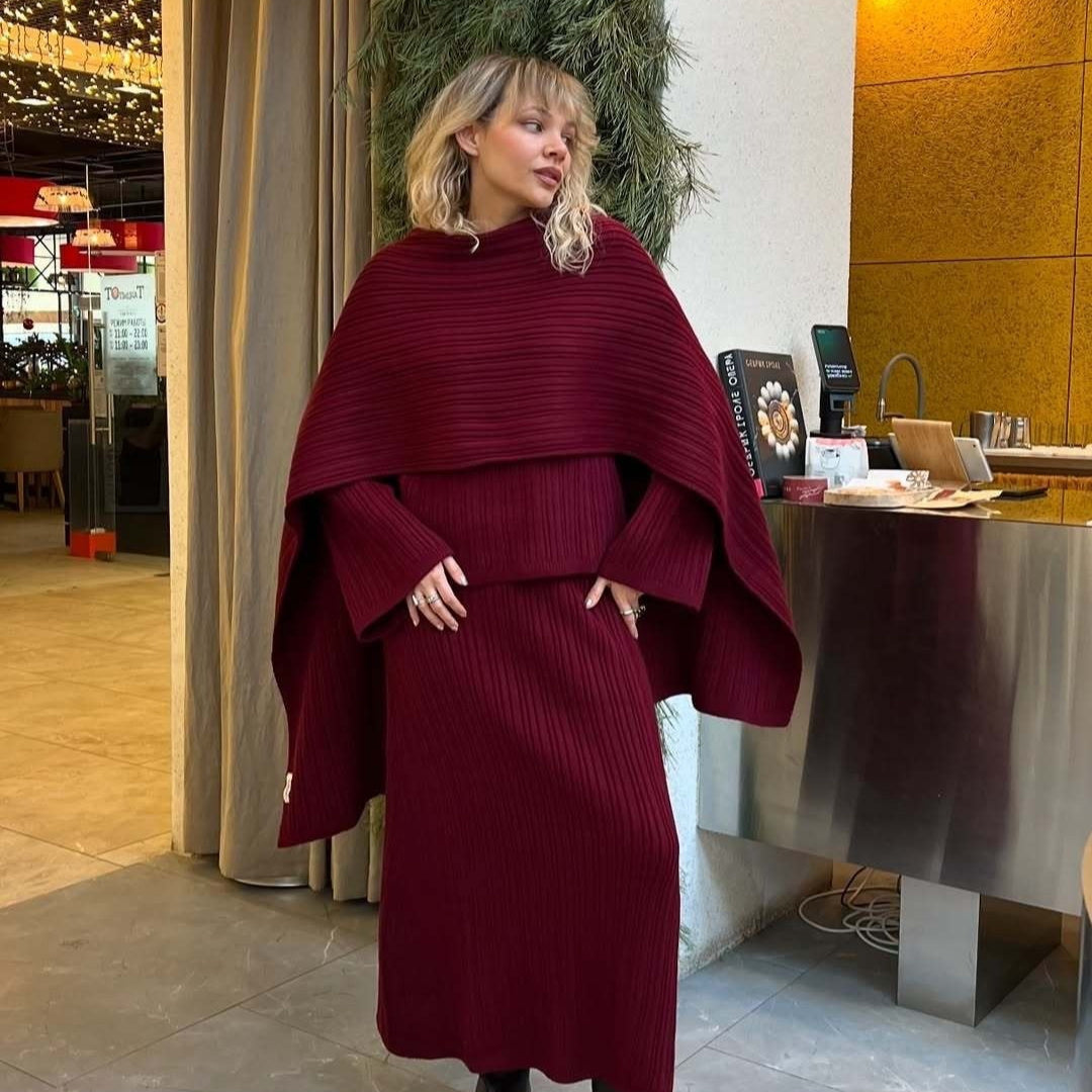 Crew Neck Pullover Sweater Three-piece Set