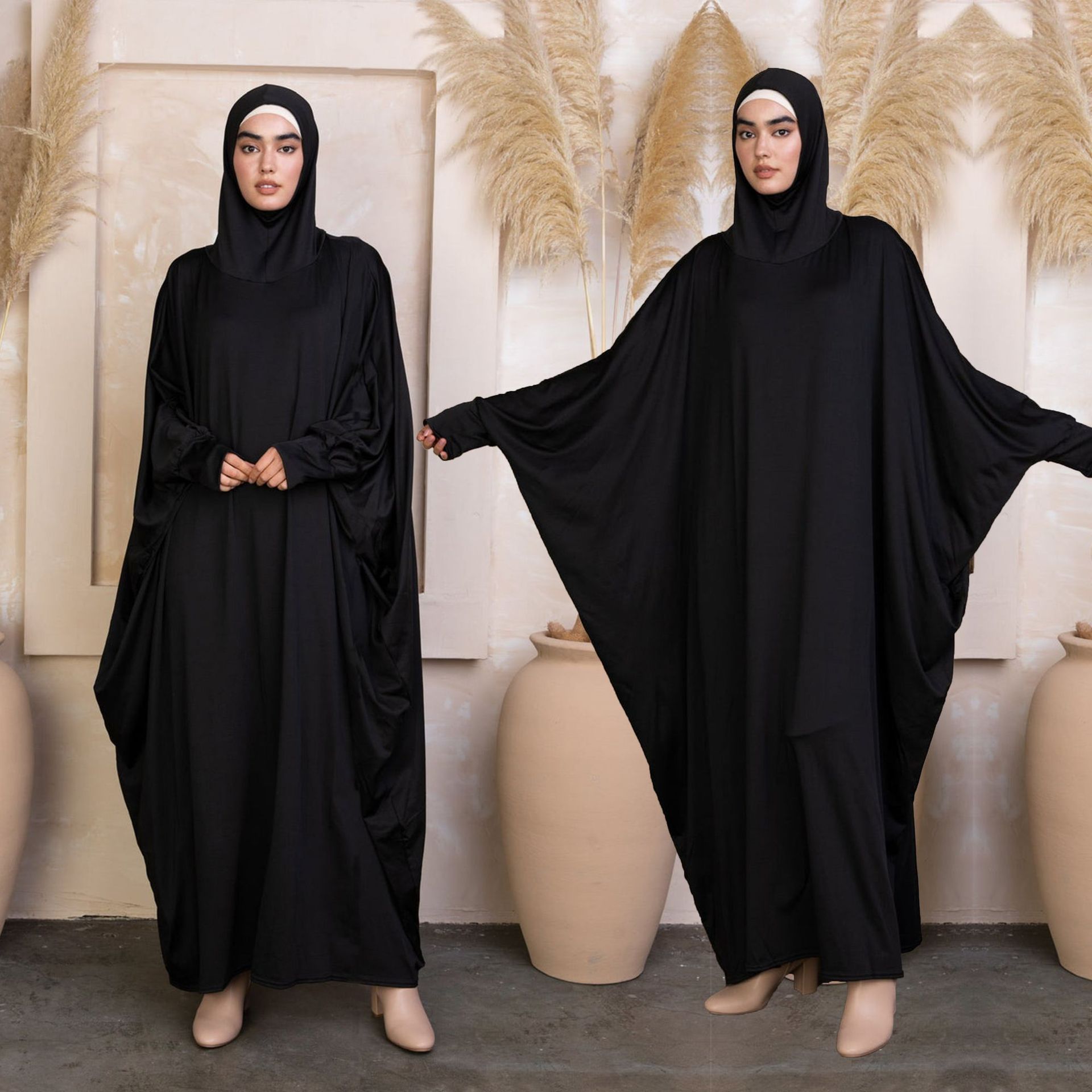 Solid Color Long Sleeve Loose Abaya