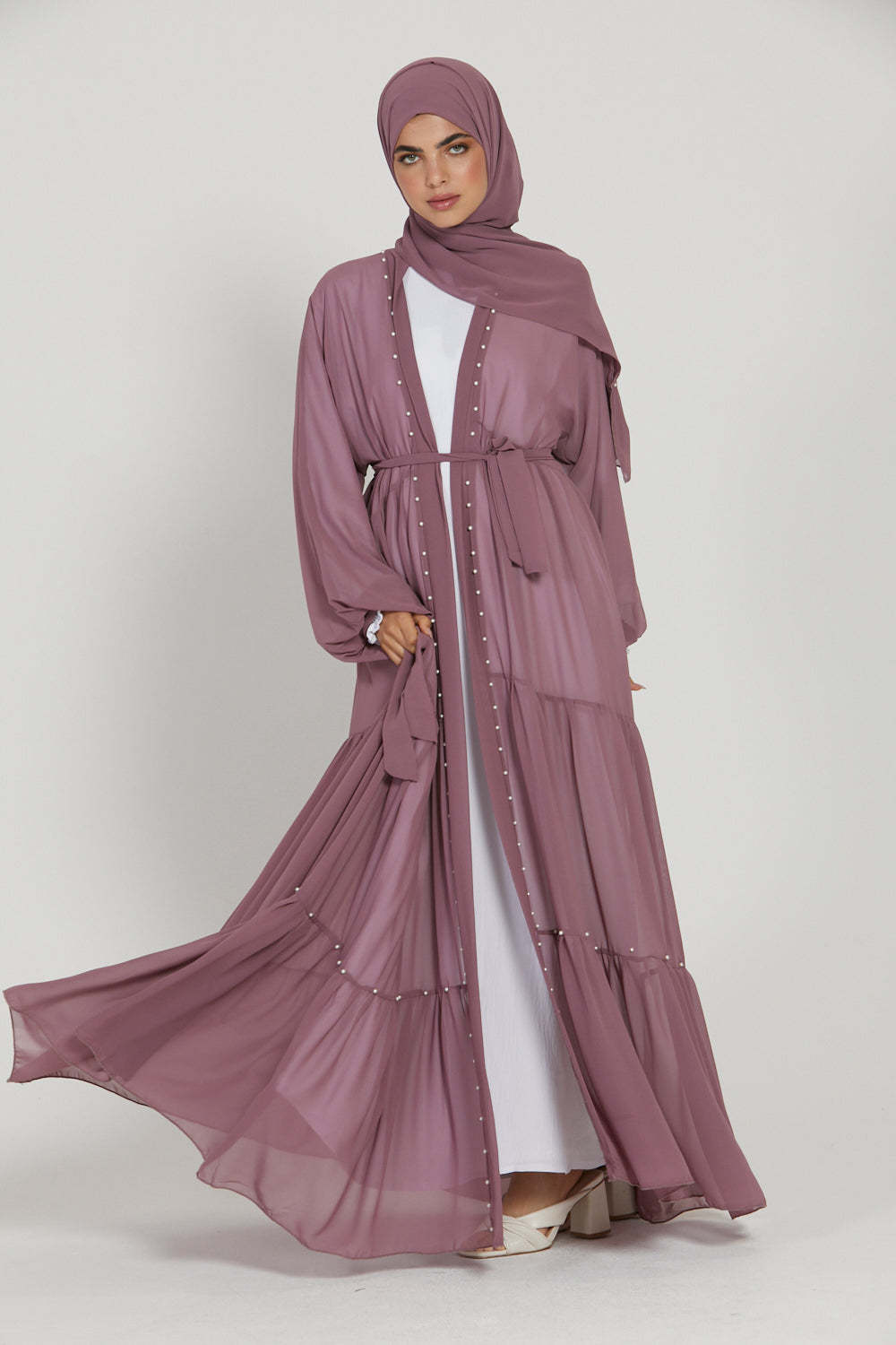 Beaded Lacing Chiffon Robe