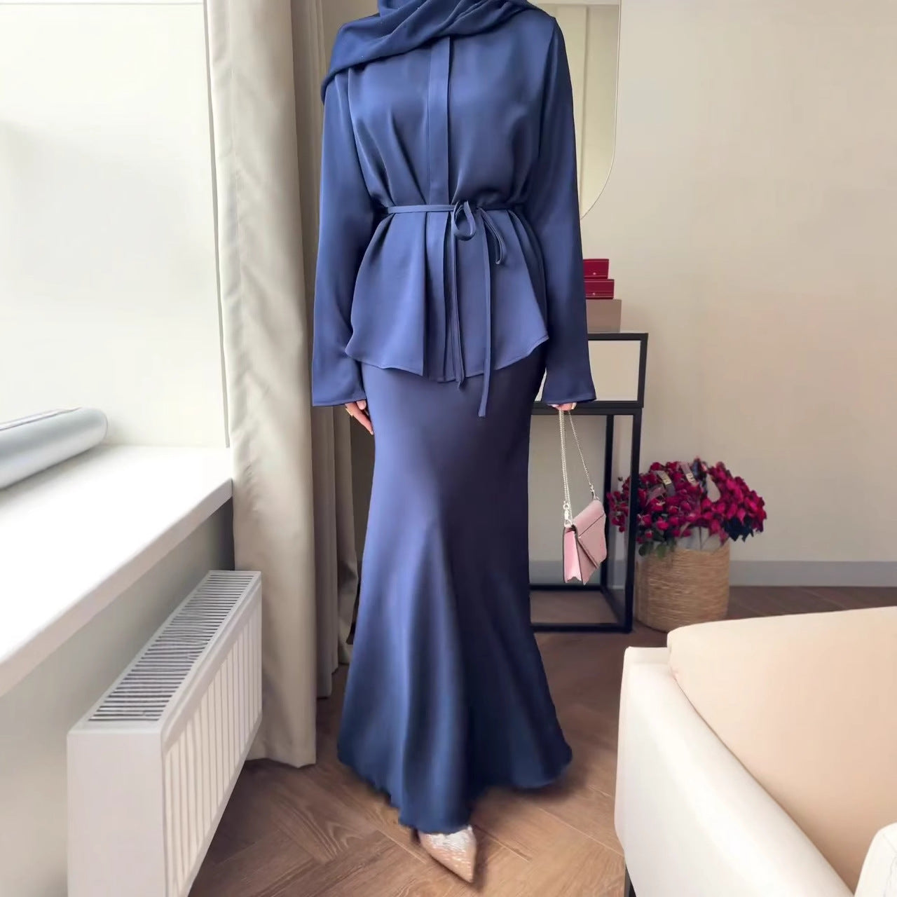 Versatile Buttoned Jacket And Sheath Skirt Set