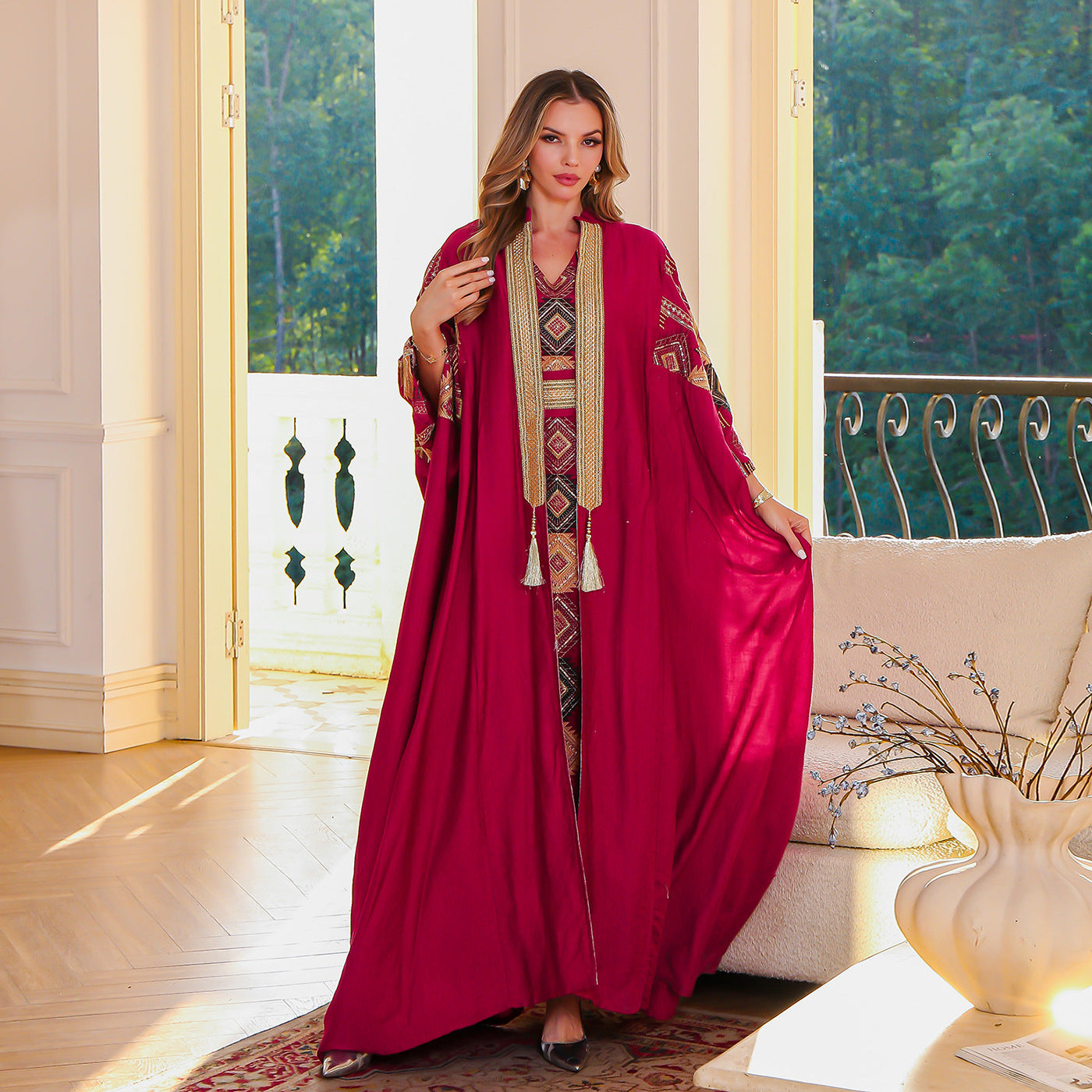 Embroidered Abaya Light Two-Piece