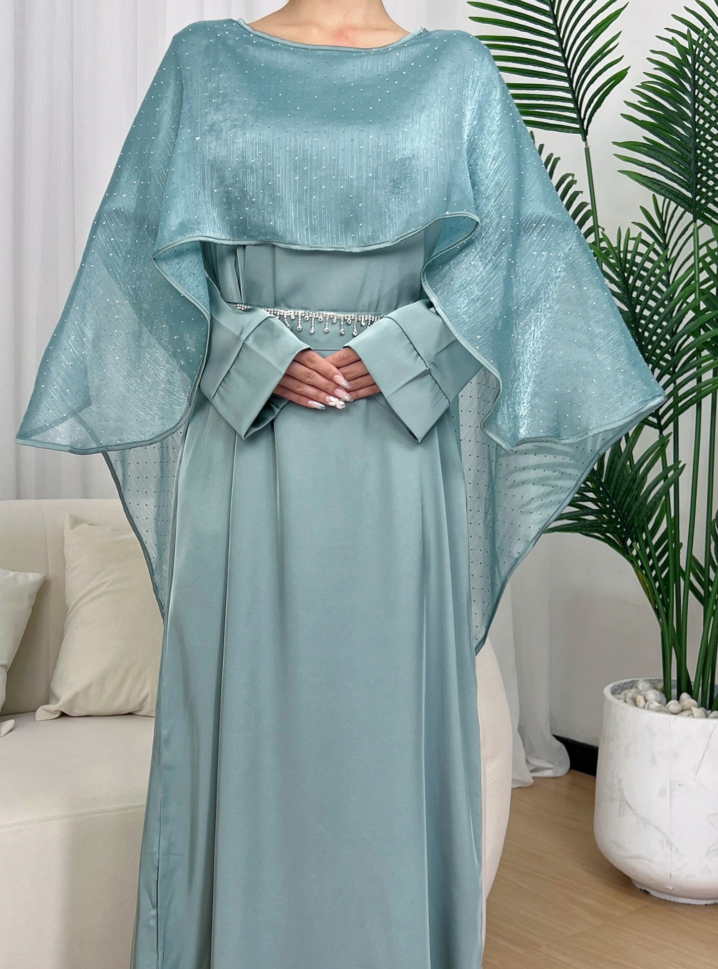 Beaded HighLow Cape Abaya