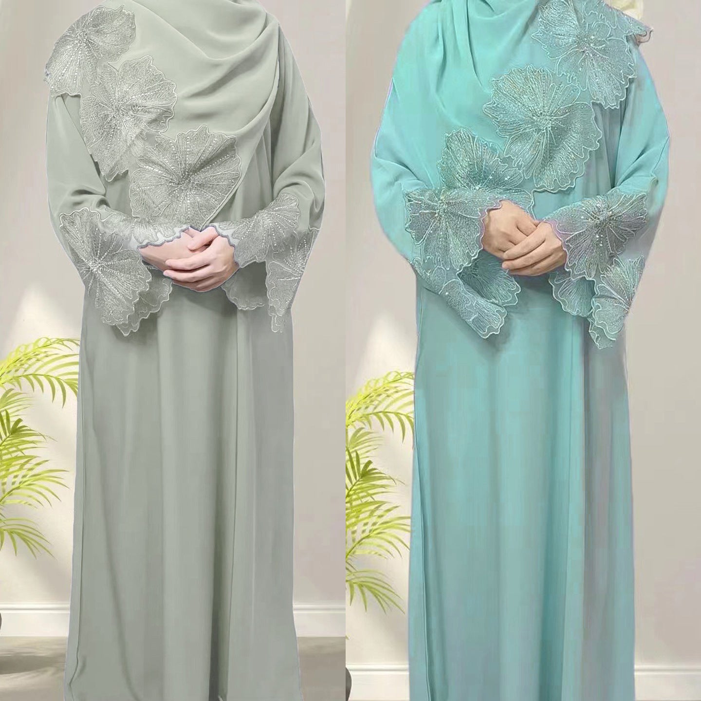 Pastel Abaya With Hijab