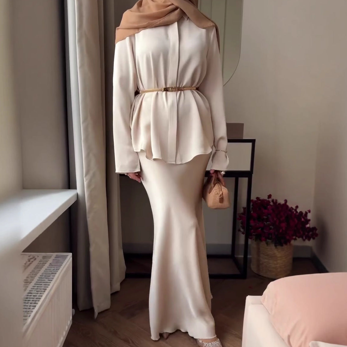 Versatile Buttoned Jacket And Sheath Skirt Set
