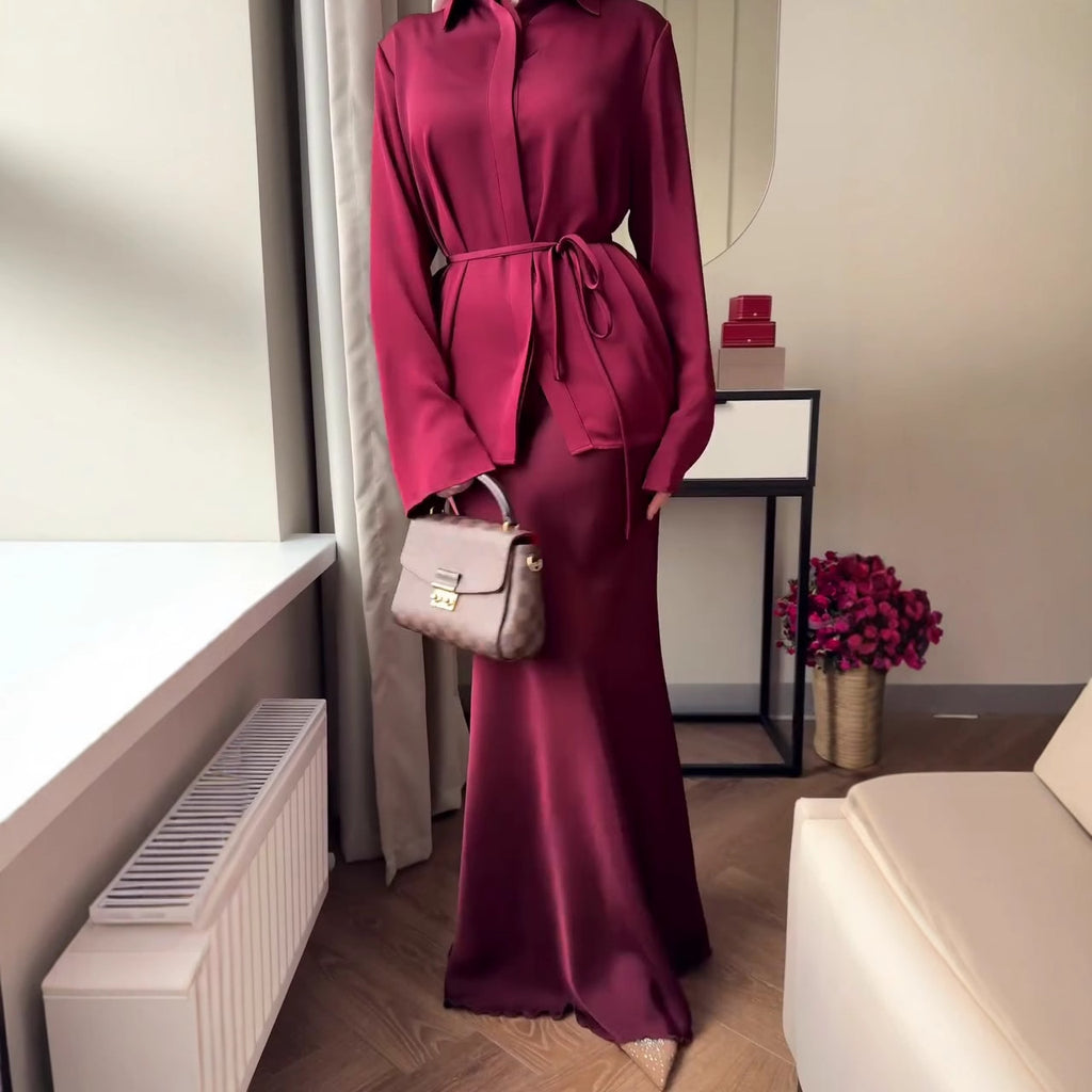Versatile Buttoned Jacket And Sheath Skirt Set