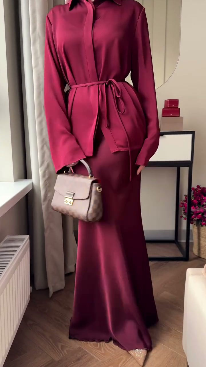 Versatile Buttoned Jacket And Sheath Skirt Set