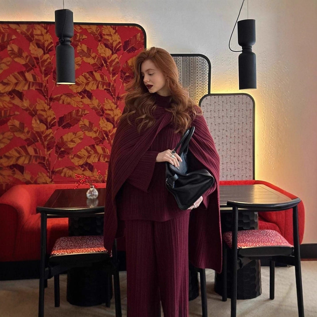 Crew Neck Pullover Sweater Three-piece Set
