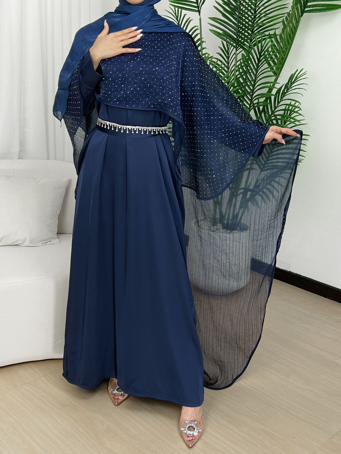 Beaded HighLow Cape Abaya