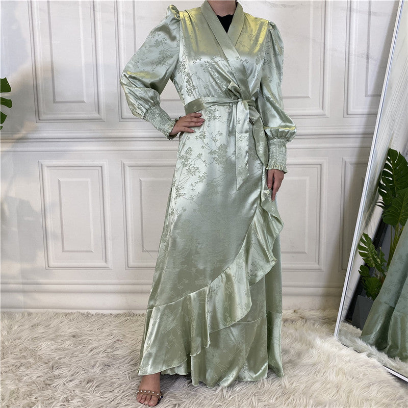 Satin Flower Abaya