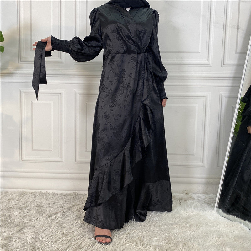 Satin Flower Abaya